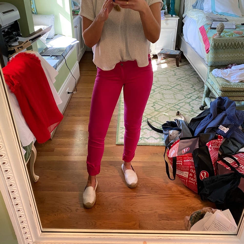 AG Fuschia skinny jeans